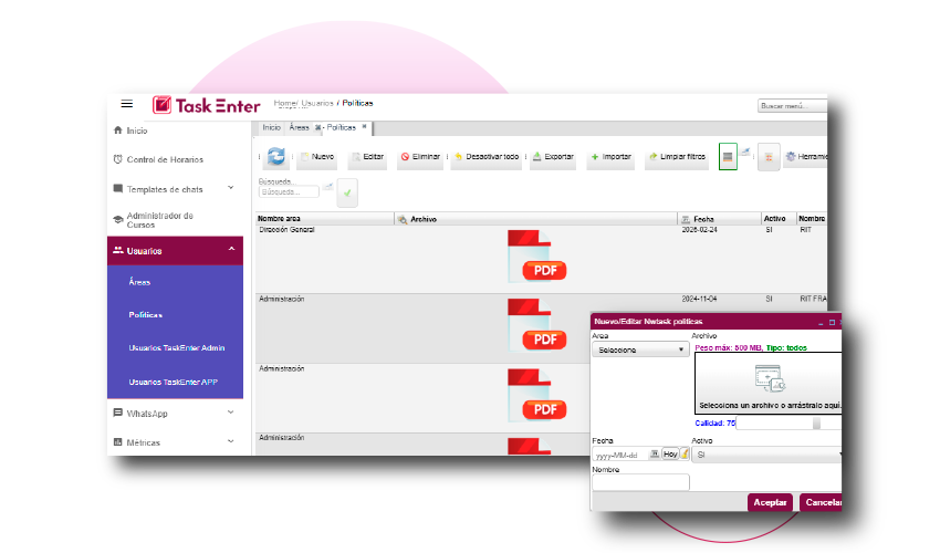 Editar perfil control de teletrabajo